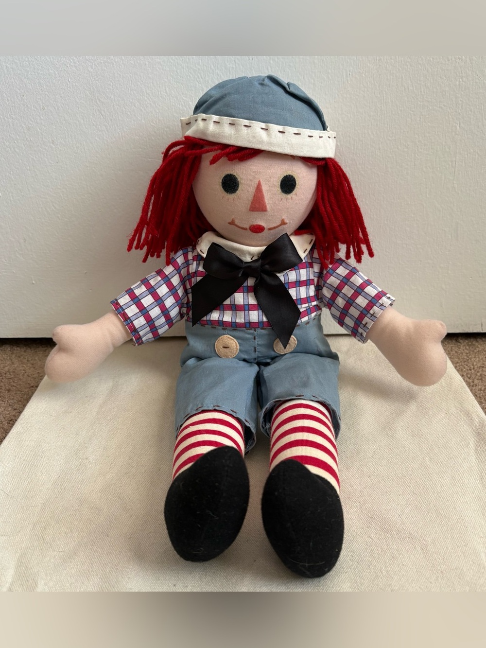 Madame Alexander Raggedy Andy 18in Rag & Cloth Doll Red Yarn Hair Outfit Hat